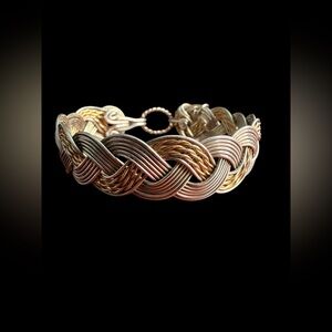 Artisan Sterling Silver Braided Wire Cuff Bracelet Mixed Metal 23g